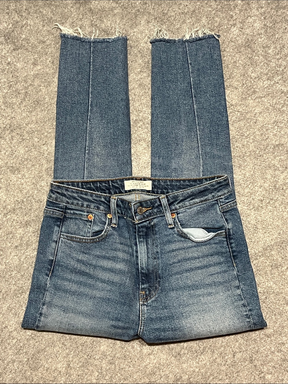 Levi's 721 High-Rise Skinny Light Blue Denim Altered Jeans